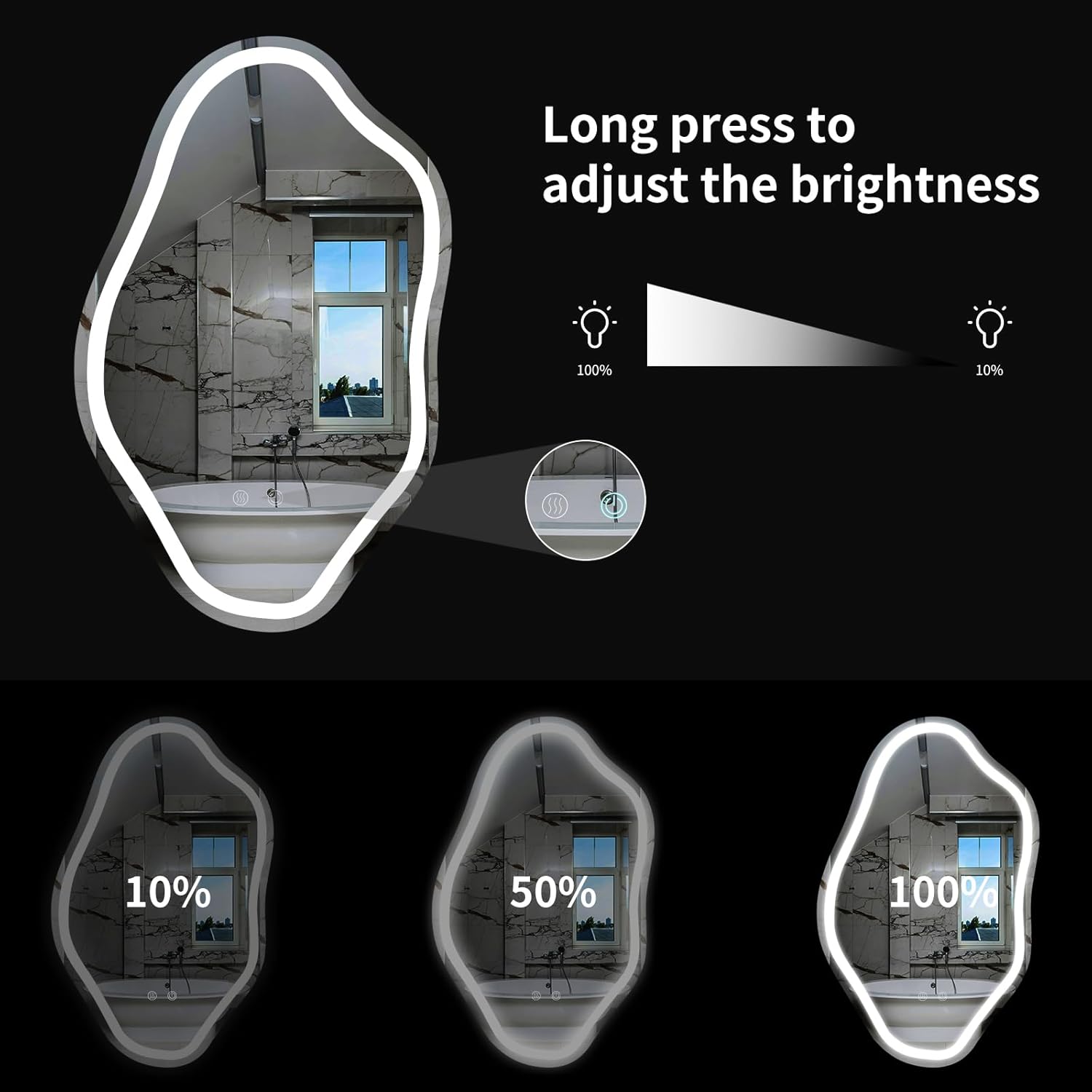 SANIF® LED Mirror for Bathroom, Bathroom Vanity Mirror with Lights, Human Body Sensing, Anti-Fog, 3 Colors and Dimmable, Backlit Light Up Bathroom Mirror Wall Mounted S-2 - Image 3