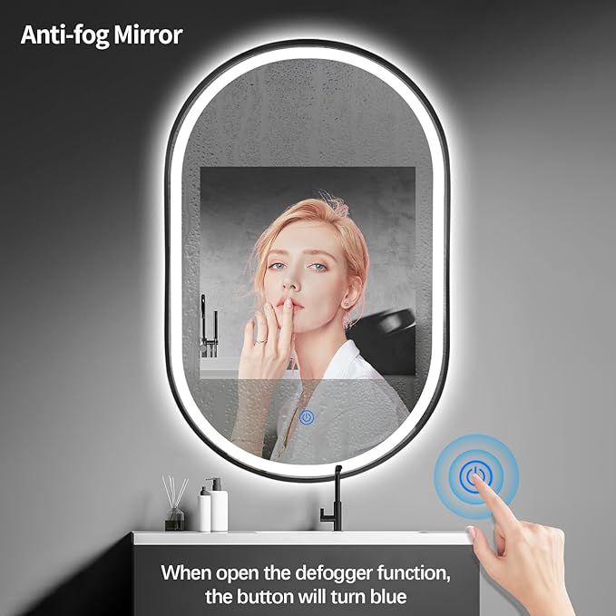 SANIF® Capsule LED Bathroom, Mirror Bathroom Oval Lighted Vanity Mirror Anti-Fog Dimmable Wall Mounted Long Makeup Mirror with Lights(Horizontal/Vertical) S-3 - Image 3