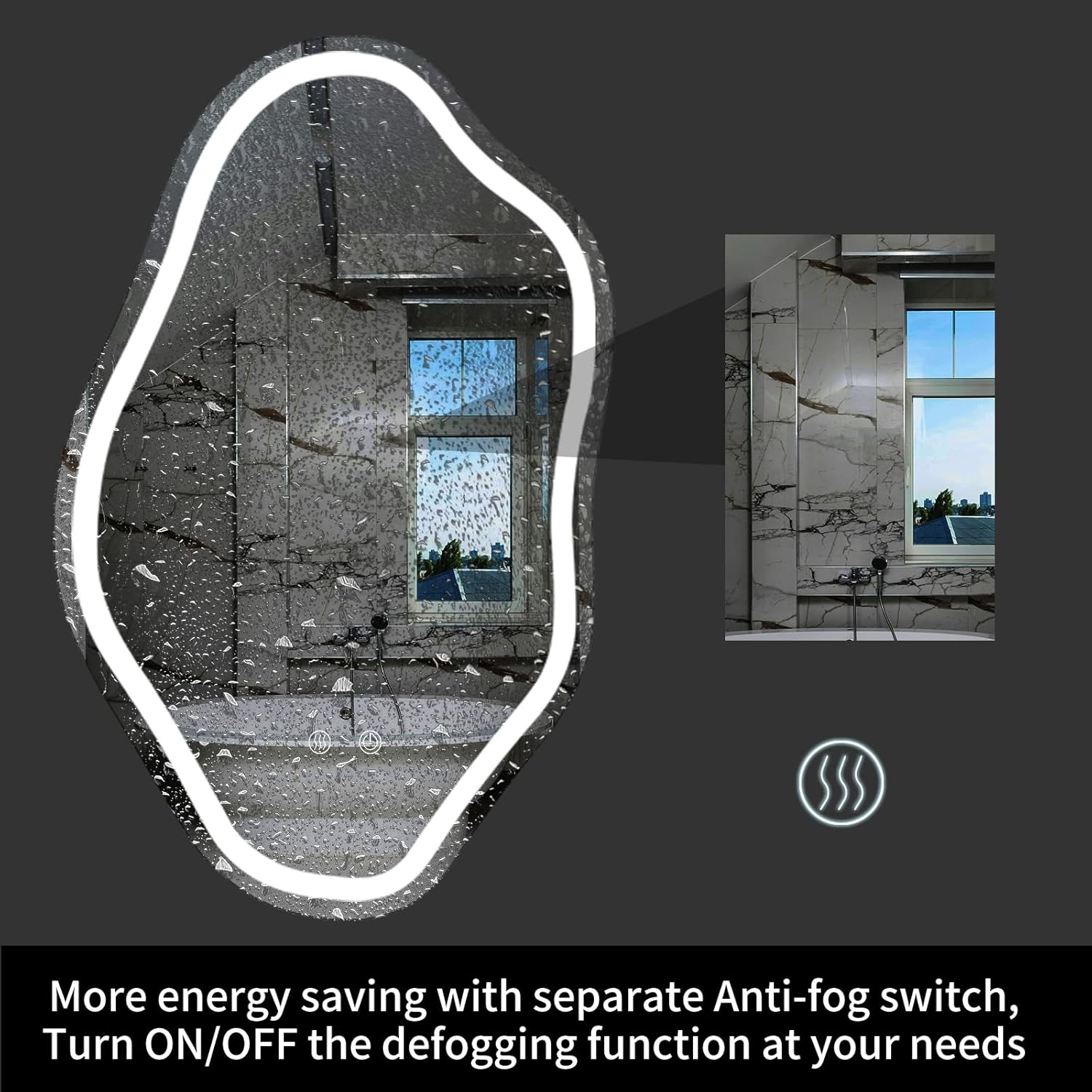 SANIF® LED Mirror for Bathroom, Bathroom Vanity Mirror with Lights, Human Body Sensing, Anti-Fog, 3 Colors and Dimmable, Backlit Light Up Bathroom Mirror Wall Mounted S-2 - Image 2