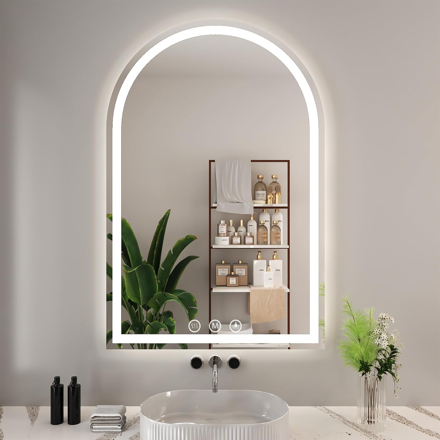 SANIF® LED Bathroom Mirrors with Lights Mirror for Wall, Anti-Fog, LED Mirrors with Front Light and Backlit, Memory Function for Vanity,Bathroom, Entryway, Living Room S-15