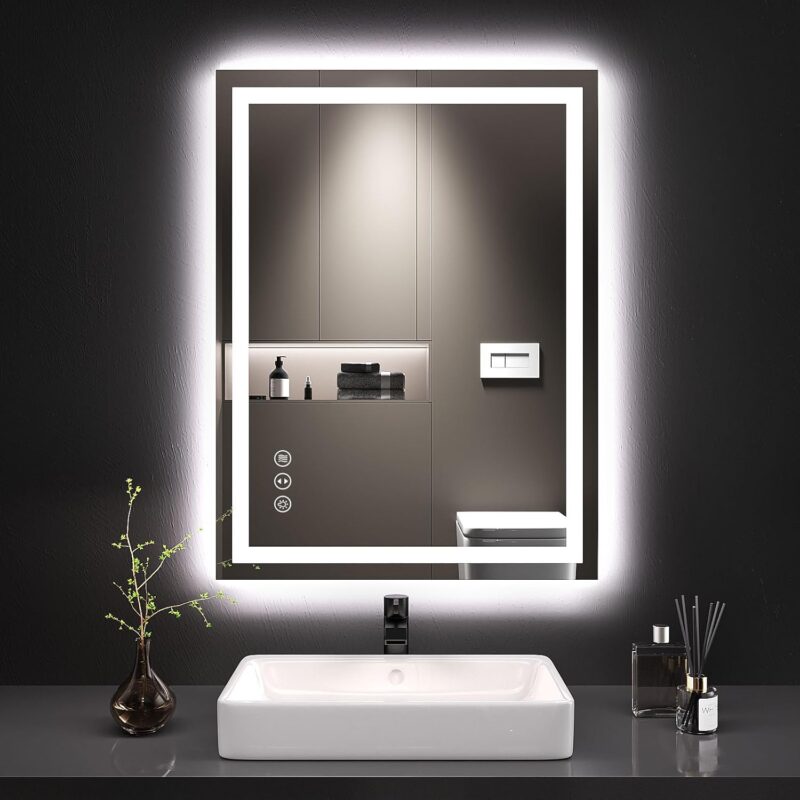 SANIF® LED Bathroom Mirror with Lights, Anti-Fog, Dimmable, Backlit + Front Lit, Lighted Bathroom Vanity Mirror for Wall S-17