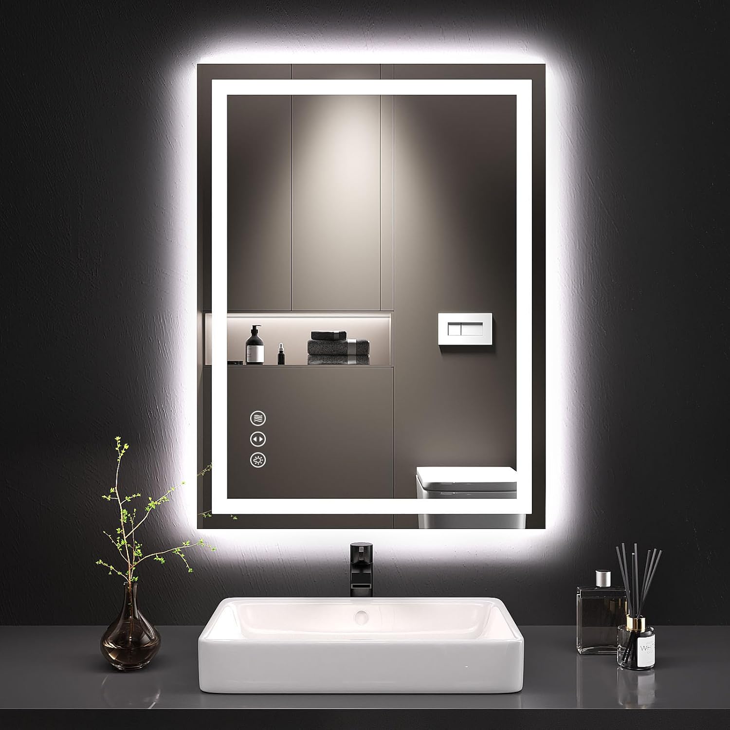 SANIF® LED Bathroom Mirror with Lights, Anti-Fog, Dimmable, Backlit + Front Lit, Lighted Bathroom Vanity Mirror for Wall S-17