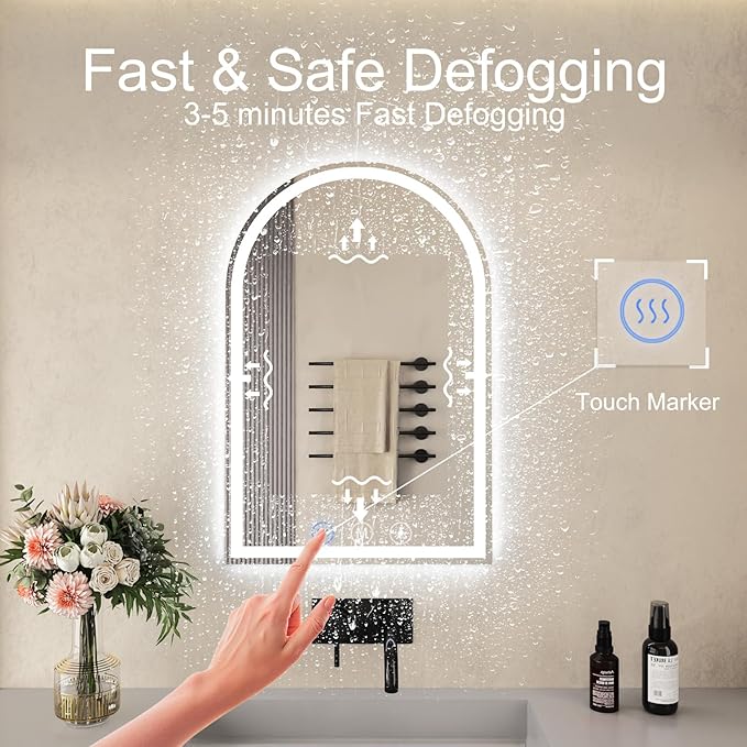 SANIF® LED Bathroom Mirrors with Lights Mirror for Wall, Anti-Fog, LED Mirrors with Front Light and Backlit, Memory Function for Vanity,Bathroom, Entryway, Living Room S-15 - Image 2