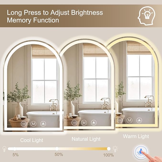 SANIF® LED Bathroom Mirrors with Lights Mirror for Wall, Anti-Fog, LED Mirrors with Front Light and Backlit, Memory Function for Vanity,Bathroom, Entryway, Living Room S-15 - Image 3