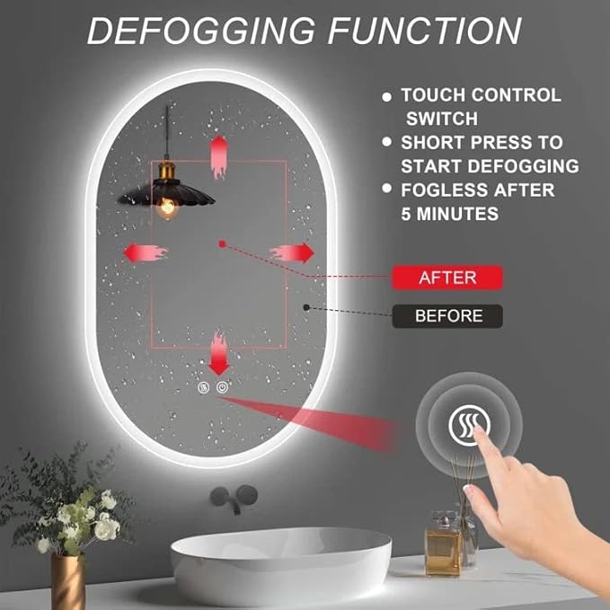 SANIF® LED Mirror 3in1 Touch Sensor Mirror for self makup and Grooming Bathroom wash Basin Vanity Lighted Mirror Backlit Capsule S-10 - Image 9