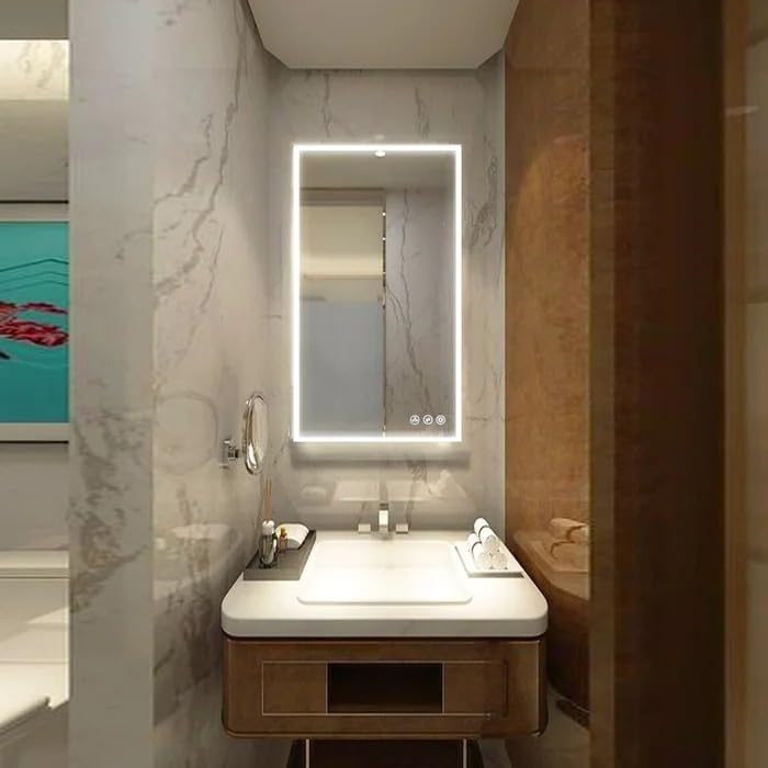 SANIF® Premium Wall Mounted Rectangular Led Mirror with Touch Sensor Bathroom Wall Decor with Led Lights and Stylish Long Mirror for Bedroom Washbasin Lighting Triple Light S-24 - Image 2