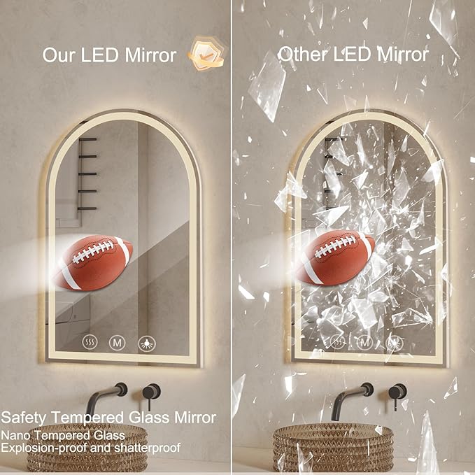 SANIF® LED Bathroom Mirrors with Lights Mirror for Wall, Anti-Fog, LED Mirrors with Front Light and Backlit, Memory Function for Vanity,Bathroom, Entryway, Living Room S-15 - Image 4