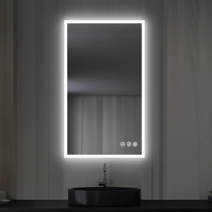 SANIF® Premium Wall Mounted Rectangular Led Mirror with Touch Sensor Bathroom Wall Decor with Led Lights and Stylish Long Mirror for Bedroom Washbasin Lighting Triple Light S-24 - Image 7