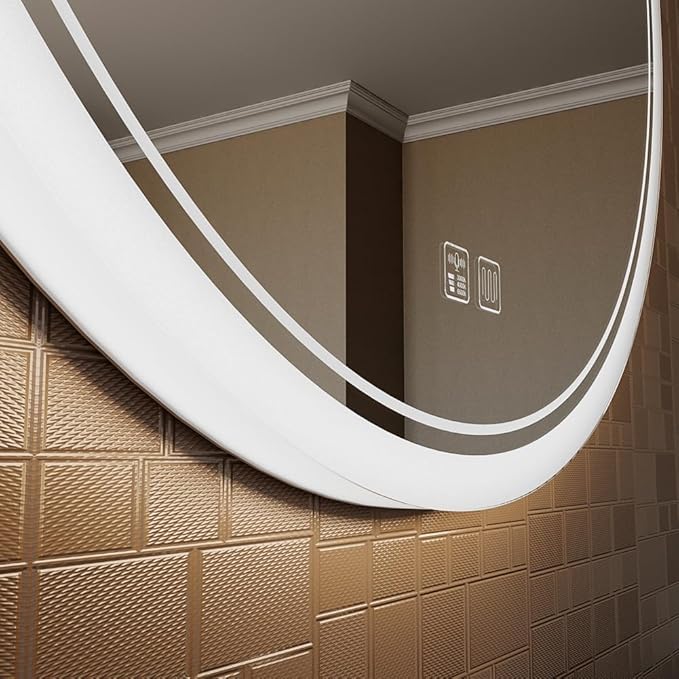 SANIF® Large Modern LED Round Bathroom Vanity Mirror, Color Temperature Adjustable, Anti-Fog Dimmable Lights, Easy to Install, Wall Mounted Makeup Mirror with Smart Touch Button S-25 - Image 4