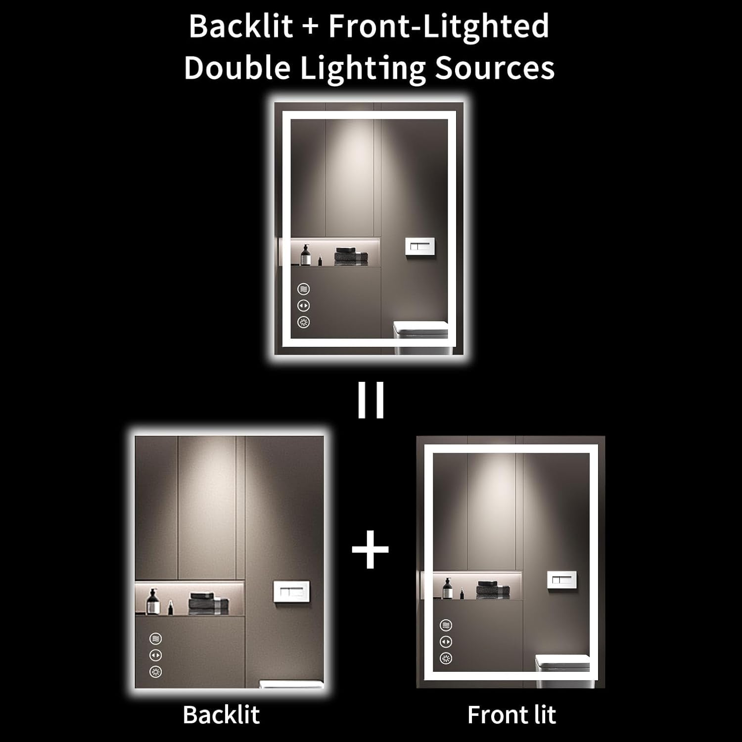 SANIF® LED Bathroom Mirror with Lights, Anti-Fog, Dimmable, Backlit + Front Lit, Lighted Bathroom Vanity Mirror for Wall S-17 - Image 5