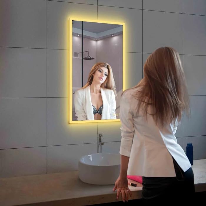 SANIF® Premium Wall Mounted Rectangular Led Mirror with Touch Sensor Bathroom Wall Decor with Led Lights and Stylish Long Mirror for Bedroom Washbasin Lighting Triple Light S-24 - Image 6