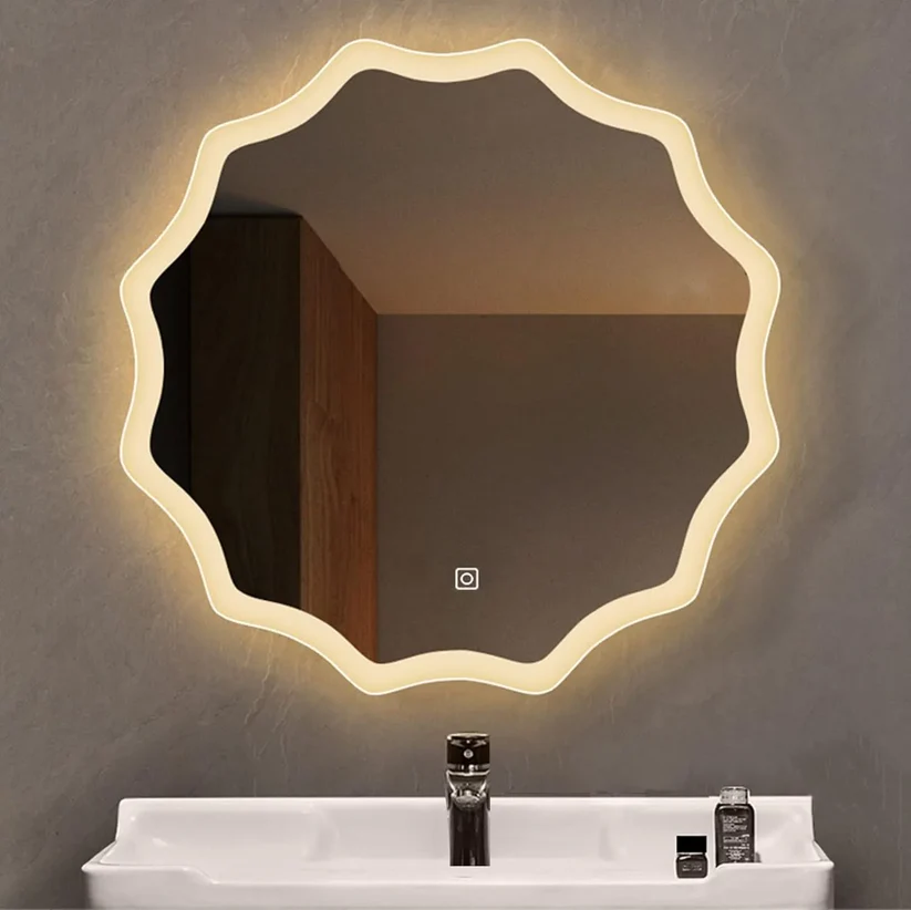 SANIF® Round Wall Mounting Mirror with Led Light for Bathroom Washbasin Vanity Mirror, Smart LED Light 2 Tone 3 Tone S-5 - Image 2